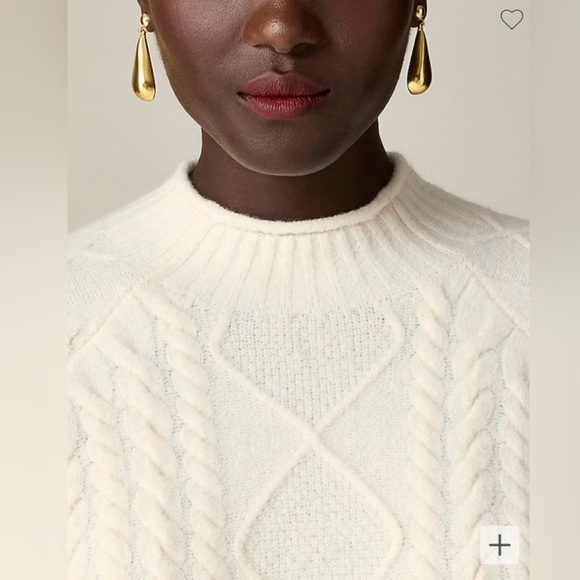 J.Crew Cable-knit RollneckT™ sweater in Supersoft yarn in heather ivory - Picture 3 of 10